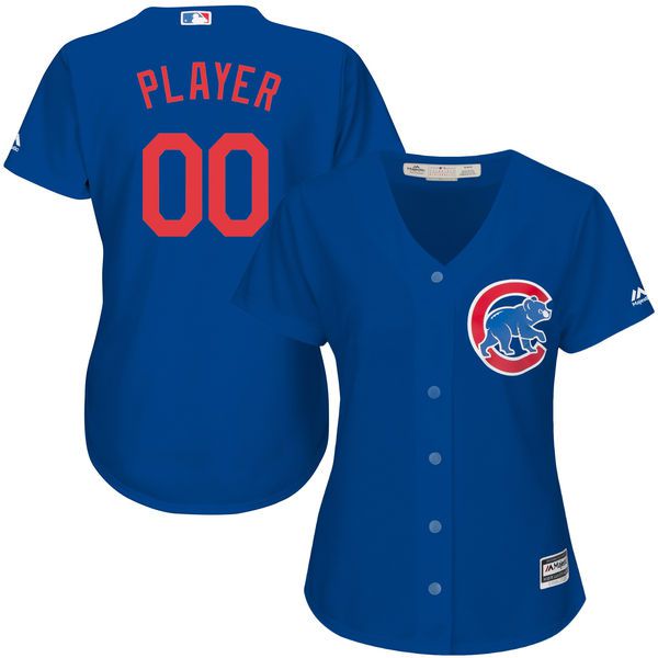 Women Chicago Cubs Majestic Royal Blue Alternate Cool Base Custom MLB Jersey->customized mlb jersey->Custom Jersey